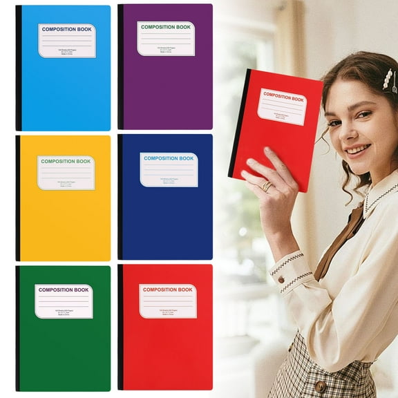 CoreLiving Composition Notebook Wide Ruled B5 for Journaling, Writing, Note Taking & Work Use, Assorted Marble Colors, 100 Sheets/200 Pages, 1 Pack