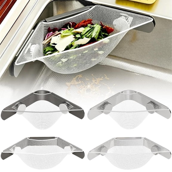 CoreLiving Corner Sink Strainer Basket, Triangle Kitchen Sink Food Catcher, Durable Hanging Mesh Drain Filter for Efficient Waste Collection, 1 Pack
