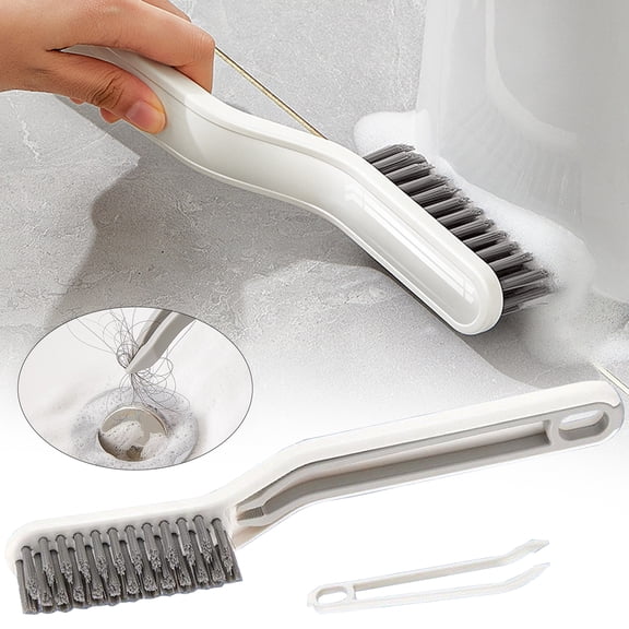 CoreLiving Crevice Cleaning Brush with Hidden Tweezer, Hard Bristle Grout Gap Cleaning Tool for Kitchen Sink, Bathroom, Toilet and Window, Deep Cleaning Supplies, 1 Count