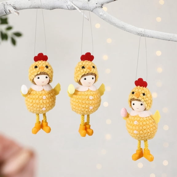 CoreLiving Crochet Chicken Hanging Plushie with Round Belly and Egg Accent for Easter Holiday Scene Decoration Positive Emotional Support Pals Stress Relief Gift