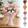 thumbnail image 1 of CoreLiving Crochet Flower Bouquet Handmade Artificial Knit Pink Roses and Tulips Set for Anniversary Birthday Valentines Day Romantic Gift for Her, 1 of 5