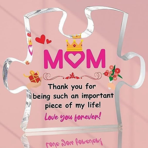 CoreLiving Custom 3D Laser Engraved Crystal Photo Block Puzzle - Thoughtful Mothers Day Gifts for Mom, Cherished Christmas Gift Idea or Birthday Present - Elegant Home Decoration Keepsake
