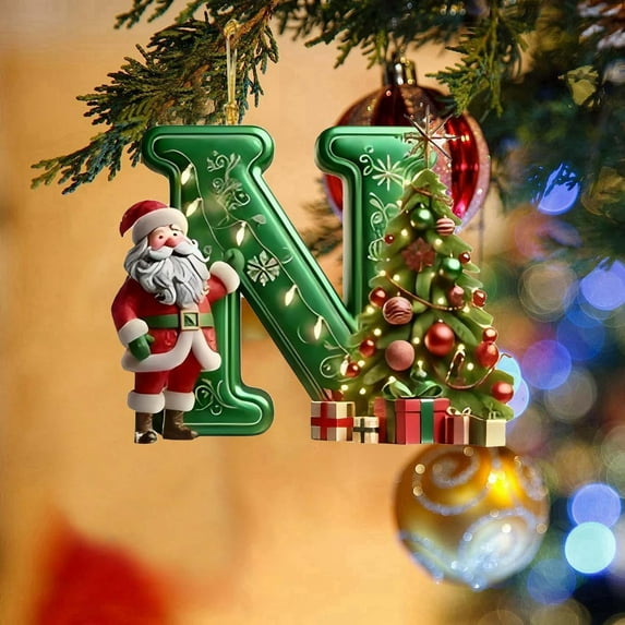 CoreLiving Customized Letter Ornaments for Xmas - Personalized Tree Decorations with Initials for Festive Holiday Home & Party Decoration