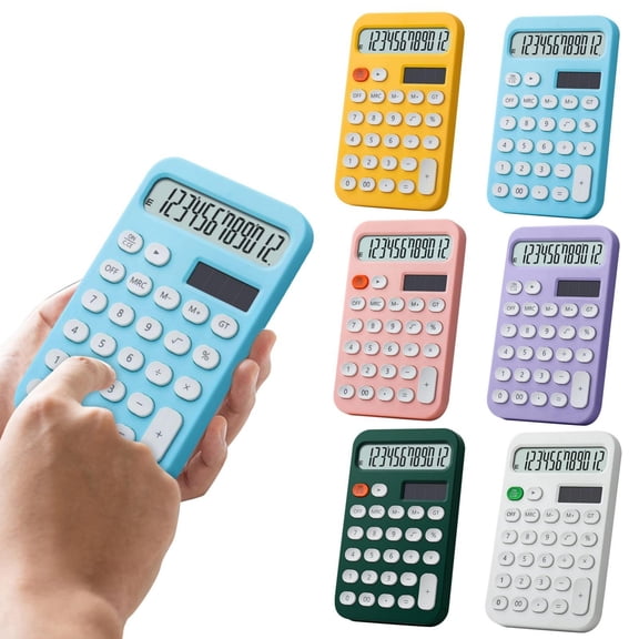 CoreLiving Desktop Pocket Calculator, Grey Mini Four Function Basic Solar Powered Calc, Simple Handheld Cute Small Calculator for Office Home Daily Use, 1 Count