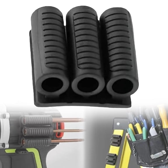 CoreLiving Drill Bit Holder, Magnetic Tool Holster for Power Drill or Impact Driver, Adhesive Storage Accessory for 3 Driver Bits, Universal Side Mount
