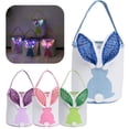 thumbnail image 1 of CoreLiving Easter Baskets with Lights and Handles, Large Empty Canvas Bunny Tote Bags for Egg Hunt Party, Decorative Candy Gift Baskets Bulk for Easter Decorations Supplies, 1 of 9