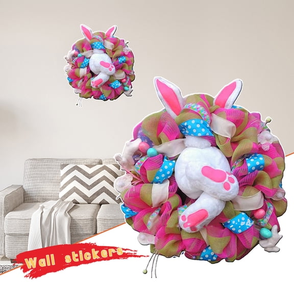 CoreLiving Easter Bunny Butt Stickers Decorations Spring Indoor Home Decor Vinyl Window Clings, Toilet Lid Sticker, Cute Rabbit Flower Decals for Door Wall Refrigerator