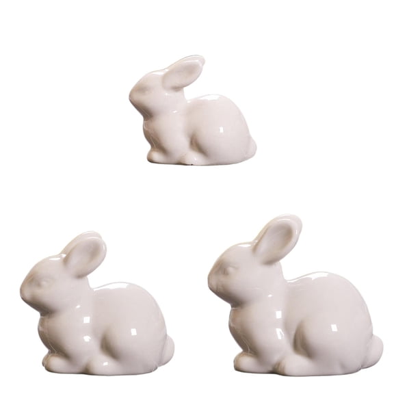 CoreLiving Easter Bunny Decorations Ceramic White Rabbit Figurine Matte Glaze Finish Vintage Farmhouse Style Spring Decor Accent Statue for Dining Room Buffet Shelf