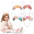 thumbnail image 1 of CoreLiving Easter Bunny Ears Headband Floral Rabbit Ear Headpiece with Furry White Trim and Spring Flowers for Women Girls Easter Party Supplies, 1 of 9