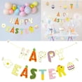 thumbnail image 1 of CoreLiving Easter Bunny Garland Felt Happy Easter Banner Spring Easter Egg Decorations for Mantle Fireplace Indoor Home Party Favor Supplies Pastel Bunting, 1 of 8