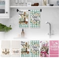 thumbnail image 1 of CoreLiving Easter Bunny Kitchen Towels, Set of 2 Cotton Dish Cloths with Vintage Farmhouse Plaid and Spring Eucalyptus Design for Drying Baking Cooking, 16x24 Inch, 1 of 9