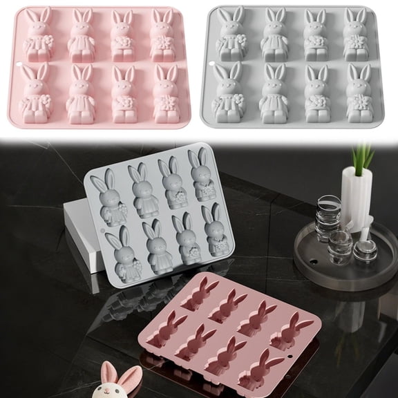 CoreLiving Easter Bunny Silicone Mold 3D Baking Mold for Chocolate Candy Cake Pop Soap Resin, Food Grade Easter Egg Shaped Tray for Baking Jello Gummy, Spring Party Supplies Gift