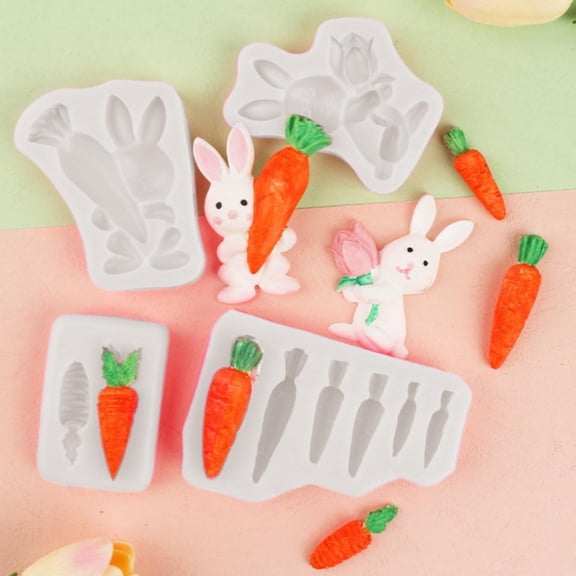 CoreLiving Easter Bunny Silicone Mold 3D Rabbit Eggshell Shaped Baking Pan for Chocolate Candy Fondant Cake Decorating Resin Craft Soap Making Supplies