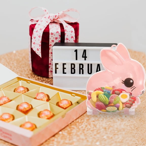 CoreLiving Easter Bunny Treat Boxes Plastic Candy Container with Lid, Clear Rabbit Shape Snack Jars for Cookie Candy and Party Favors, Small Gift Baskets for Easter Decorations