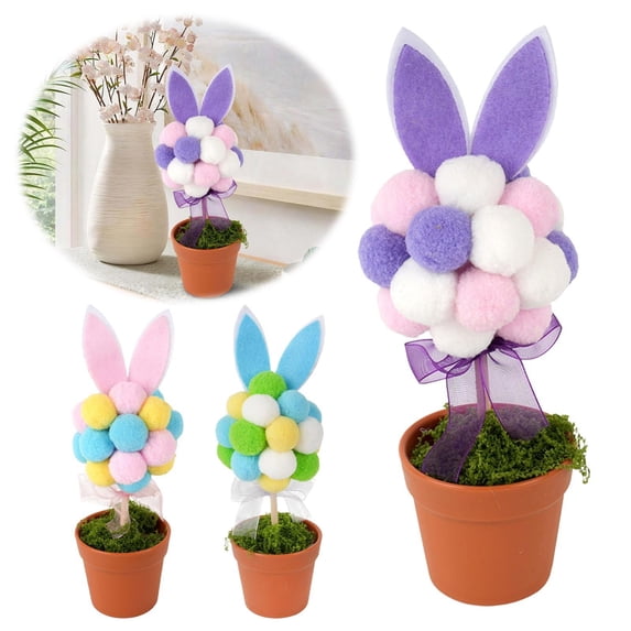 CoreLiving Easter Candy Dish Centerpiece Colorful Bunny Ear Rattan Jar For Spring Table Decorations Home Indoor Mantel Coffee Table Shelf Office Decor 1-Piece