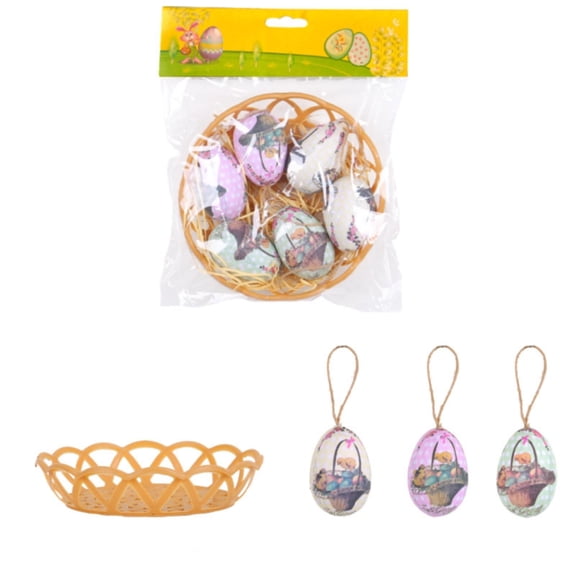 CoreLiving Easter Egg Decorations Colorful Hanging Ornaments for Easter Tree Indoor Home Decor Plastic Eggs for Spring Tree Basket Party Favors, 6pc