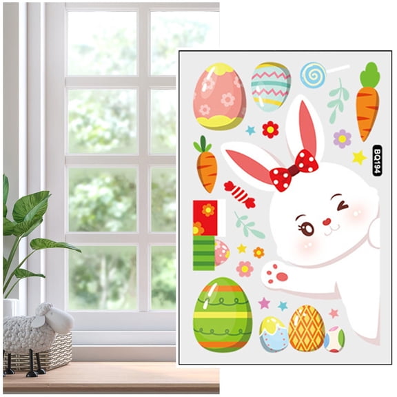 CoreLiving Easter Egg Window Clings, Vibrant Spring Window Decorations for Glass Featuring Bunnies Gnomes Floral Designs and Patterned Eggs for Holiday Display