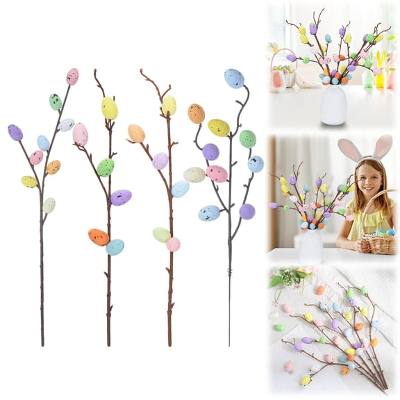 CoreLiving Easter Floral Picks Artificial Flowers for Decoration, Spring Berry Stems with Easter Eggs for Vase Filler, Wreath Making, Tree Ornaments for Indoor Outdoor Decor, 1 Count