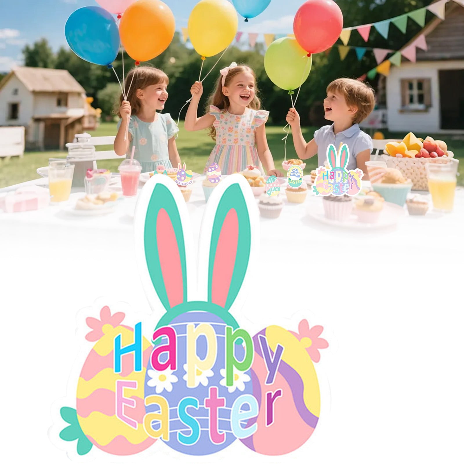 CoreLiving Easter Garland Decorations Set, Happy Easter Banner Rabbit ...
