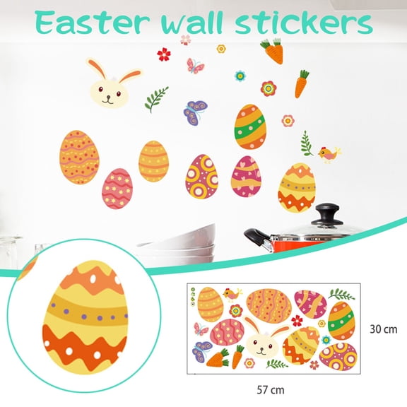 CoreLiving Easter Window Clings Spring Decorations Watercolor Rabbit Eggs Reusable Vinyl Decals for Glass Windows Wall Door Mirror Home Kitchen Office Party