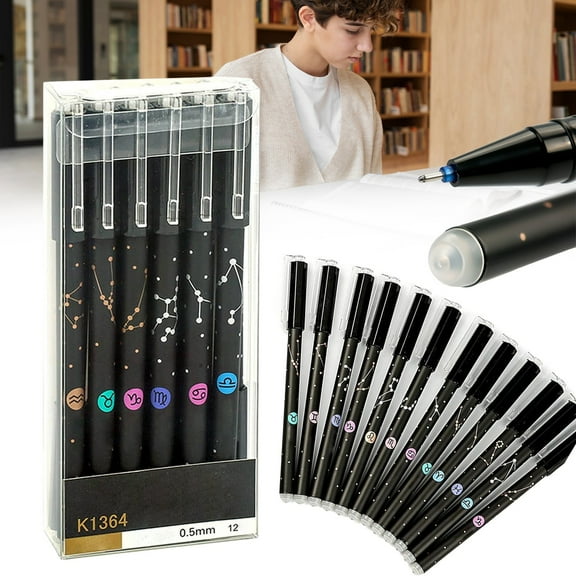 CoreLiving Erasable Gel Pens, 0.35mm Fine Tip Thermochromic Ink Pens, Smooth Writing Refillable Black Ink Pens with Built-In Eraser for Office Supplies, 12-Pack