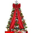 thumbnail image 1 of CoreLiving Extra Large Christmas Tree Bow Topper, 20x47 Inches Giant Big Red Bow, Wine Red Stain Christmas Wreath Bows for Tree Topper Door Wall Home Party Holiday Wedding Birthday Decorations, 1 of 7