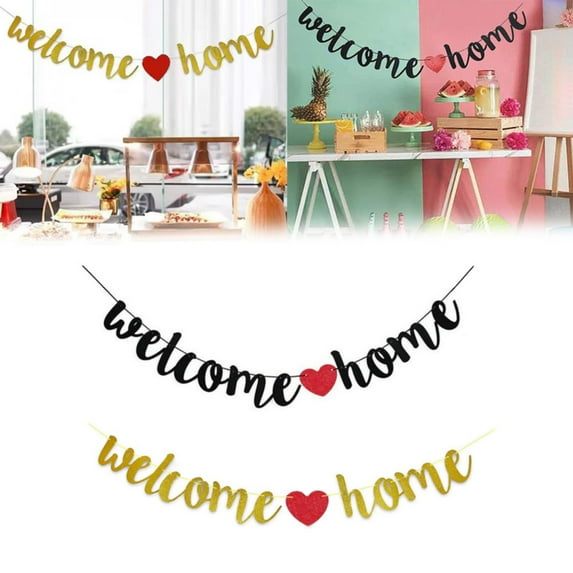 CoreLiving Extra Large Gold Welcome Home Decorations Banner Sign for Military Army Homecoming Party Supplies Family Reunion Military Homecoming Theme Decor 1 Count