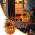 thumbnail image 1 of CoreLiving Fake Pumpkin Large 9.8 Inch Artificial Pumpkins, Decorative Fall Centerpiece for Thanksgiving Tables, Harvest Decor with Sunflower Maple Leaf Berries, 1 of 8