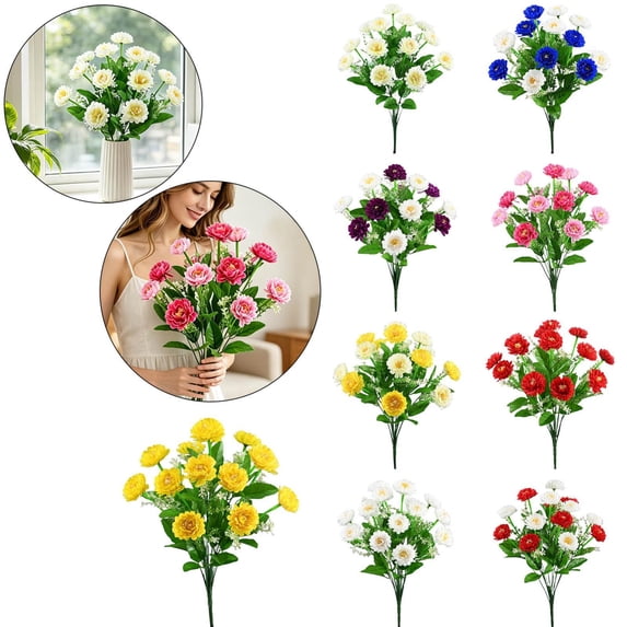 CoreLiving Fake Sunflowers and Daisies Artificial Flower Bouquet UV Resistant Silk Cemetery Flowers for Gravesite and Summer Home Decor 1 Pack