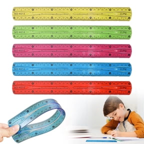 CoreLiving Flexible Ruler 30cm/12inch Plastic Straight Edge Ruler Soft Bendable Clear Metric and Inch Measuring Tool for Drawing, Quilting, Home, Office and Craft Supplies