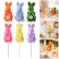 thumbnail image 1 of CoreLiving Flocked Easter Bunnies Décor Set with Flowers & Stakes, 15.7 Inch Standing Rabbit Figurine, Spring Home Centerpiece for Indoor Table Mantel, 1 of 9