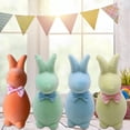 thumbnail image 1 of CoreLiving Flocked Easter Bunny Decorations with Bow Tie 5.9" Spring Rabbit Figurines for Tabletop Mantel Shelf Decor Indoor Home Office Centerpieces, 1 of 6
