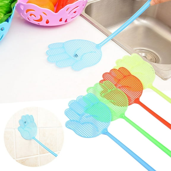 CoreLiving Fly Swatter Heavy Duty Manual Bug Swatter Set, Strong Flexible Plastic Handle Long Reach, Durable Indoor Outdoor Fly Swatters Multi Pack, 4 Pcs