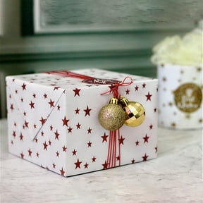 CoreLiving Foil Star Gift Wrap Paper, Luxe 5-Pointed Star Wrapping Paper for Christmas Gifts, Birthday, Valentines, Wedding, Graduation, Mothers Day and Fathers Day