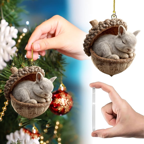 CoreLiving Forest Animals Acorn Ornaments for Christmas Tree, 2D Acrylic Pine Cone and Animal Hanging Decorations for Cozy Woodland Holiday Home Decor