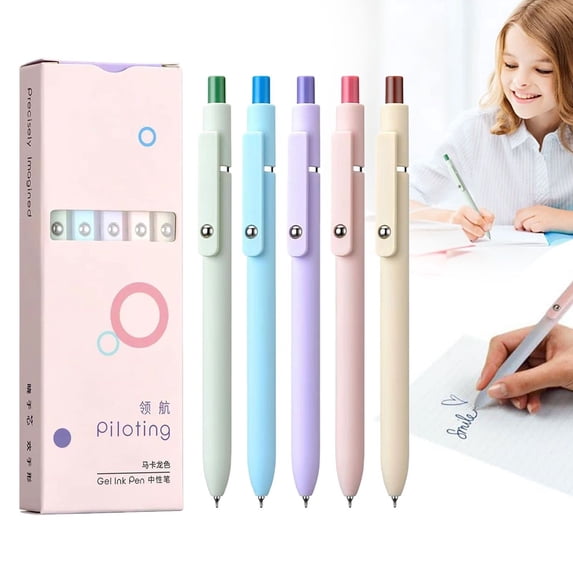 CoreLiving Gel Pens, 0.5 mm Fine Tip Retractable Black Ink Pens, Smooth Writing Quick-Drying Pens for Journaling Note Taking, Office Desk Accessories & Supplies for Women Men, 5 Count