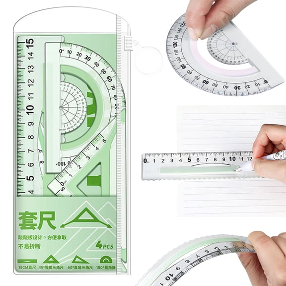 CoreLiving Geometry Set With Protractor And Ruler, Drafting Tools Kit With Clear Plastic Triangle And Compass For Drawing, Measuring And Design Projects