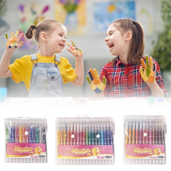 CoreLiving Glitter Gel Pens Set of 24 Vibrant Colors for Adults, Smooth Sparkle Pens for Coloring Books, Mandala Design, Journaling and Creative Drawing, No Bleed Art Markers for Work