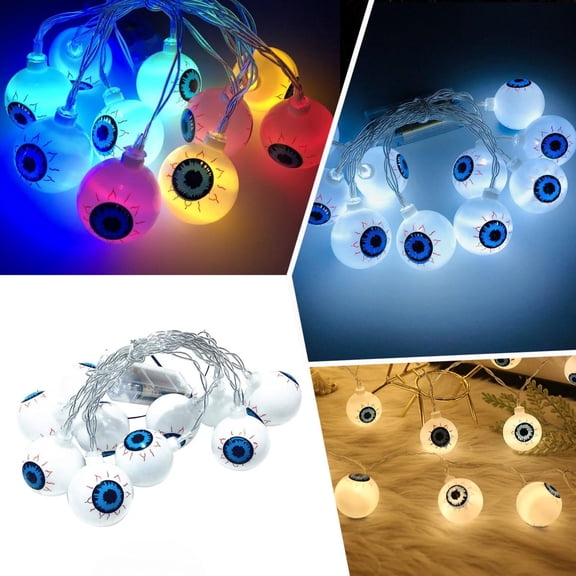 CoreLiving Halloween Eyeball String Lights, 10 LED Battery Operated Decor, Festive Indoor Outdoor Lighting for Home, Porch, Wreath, Holiday Party
