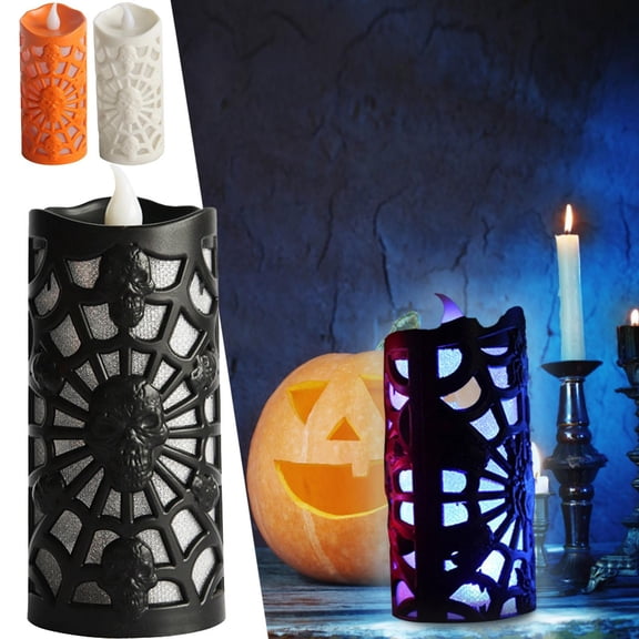 CoreLiving Halloween Flameless Votive Candles, Battery Operated LED Tea Lights, Spooky Flickering Fall Decorations for Indoor, Party, Mantel, 1 Pack