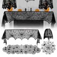 thumbnail image 1 of CoreLiving Halloween Table Runner Black Lace Spider Web Lace Table Runner Spooky Halloween Decor for Fireplace Mantel Dining Table Home Party Display, 1 of 8