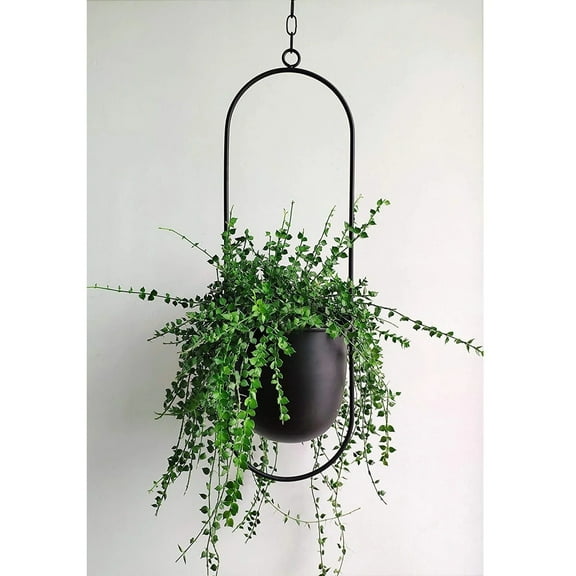 CoreLiving Hanging Planters for Indoor Outdoor Plants 5.9 Inch Modern Hanging Baskets Window Plant Hanger Ceiling Hanging Flower Pots with Chain for Wall Decor Black 1 Pack