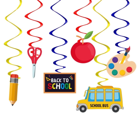 CoreLiving Hanging Swirls Decorations for Back to School First Day of School Classroom Pencil Hanging Ornaments Gold Foil Swirls Ceiling Hanging Decor Welcome Back to School Party Supplies