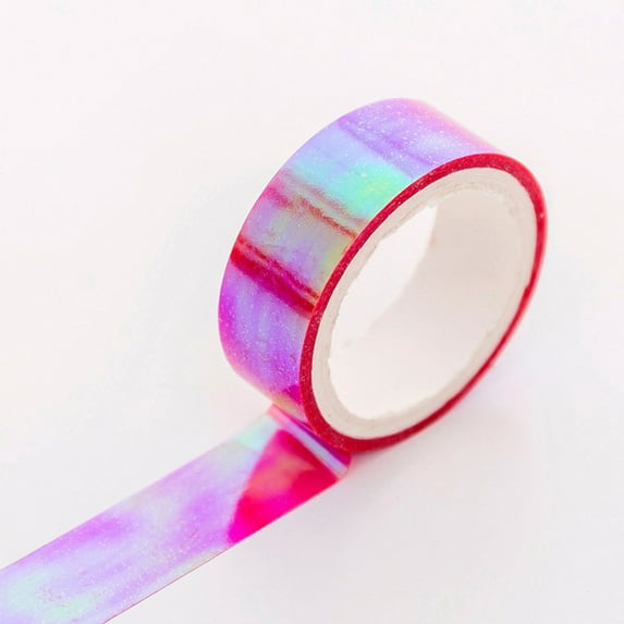 CoreLiving Holographic Tape Glitter Iridescent Rainbow Colors Gift Wrapping Craft Decoration Tape 0.6 Inch by 16.4 Feet Roll