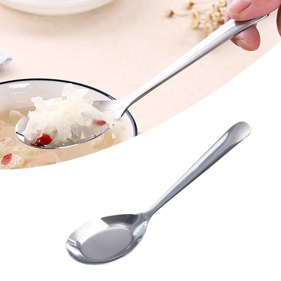 CoreLiving Korean Spoon Set, 6.5 Inch Stainless Steel Soup Spoons with Long Handles, Durable Metal Table Spoons for Kitchen and Dining, 1 Piece