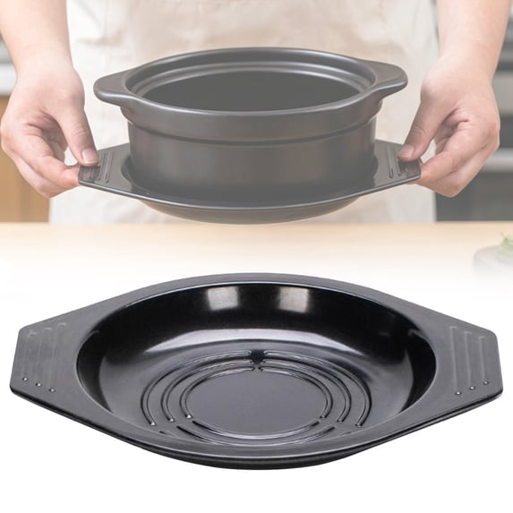 CoreLiving Korean Stone Bowl Tray, Heat Resistant Trivet Base for Bibimbap and Dolsot, Stable Non-Slip Clay Pot Mat, Kitchen Countertop Protector
