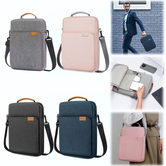 CoreLiving Laptop Bag for Men, Small Messenger Bag for Tablet with Shoulder Strap, Water-Repellent Computer Sleeve for MacBook Air 13 Inch, iPad Pro, Chrome Book, Black, 1 Count