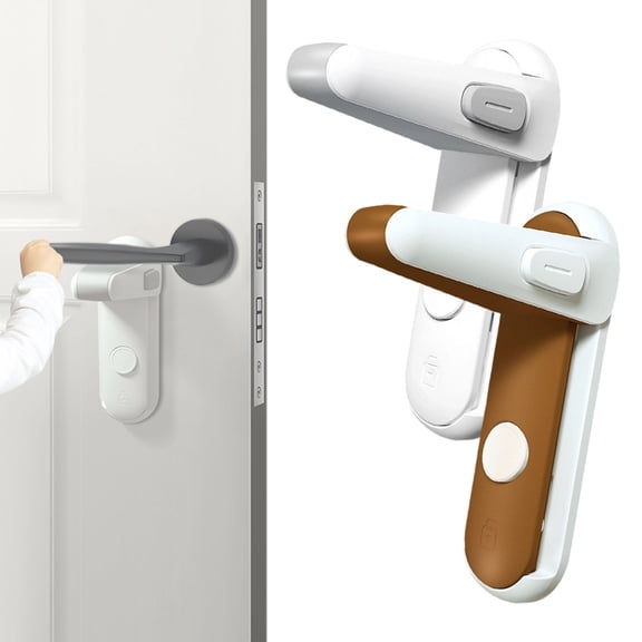 CoreLiving Lever Handle Lock for Home Security, Premium Childproof Door Safety Device, Easy Install Toddler Proofing Latch for Interior Handles, Brown Finish, 1 Pack