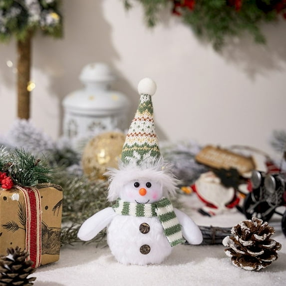 CoreLiving Light Up Snowman Plush & Handmade Snowman Figurine, Small Lighted Snowman Decor for Indoor Holiday, Christmas Table Decorations and Home Tabletop Decorations