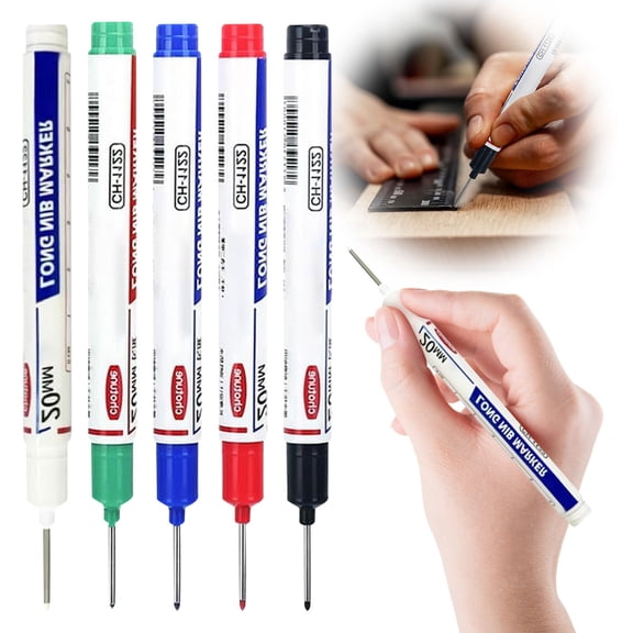 CoreLiving Long Head Deep Hole Marker Pens, 20mm Extended Nib Acrylic Paint Markers for Metal, Waterproof Permanent Ink for Carpentry Tools & Industrial Use, Black Markers, 3 Pack